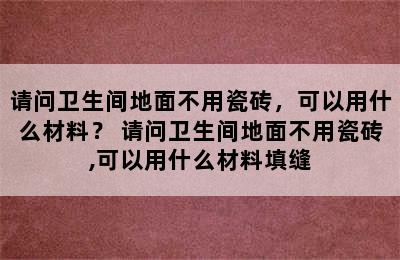 请问卫生间地面不用瓷砖，可以用什么材料？ 请问卫生间地面不用瓷砖,可以用什么材料填缝